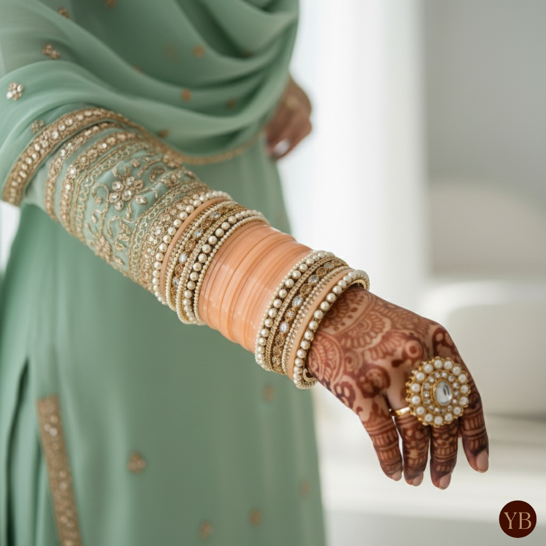 Maharani Collection: Timeless Bridal Choora - Blushing Petal Pearl