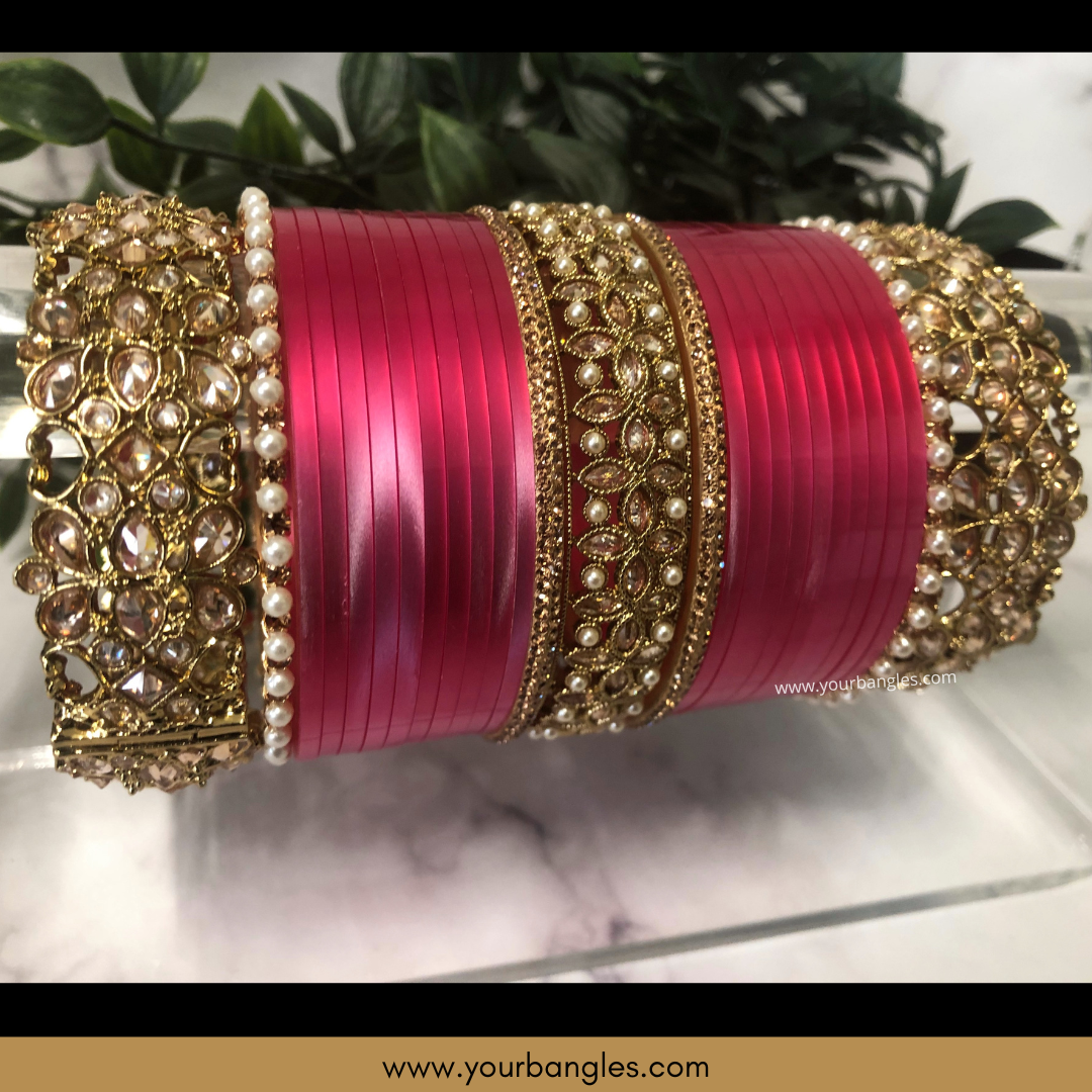 Maharani Collection: Timeless Bridal Choora - Fuchsia Radiance