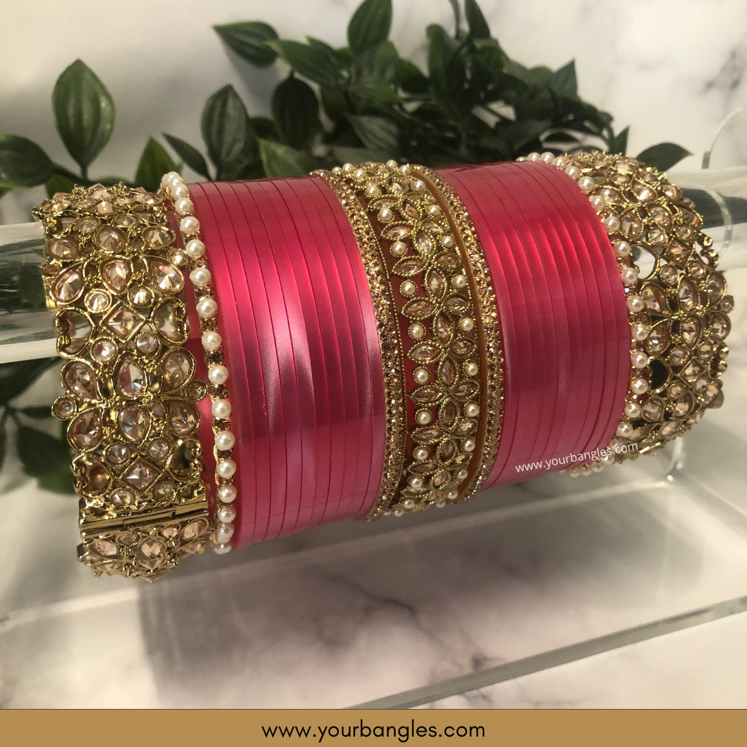 Maharani Collection: Timeless Bridal Choora - Fuchsia Radiance