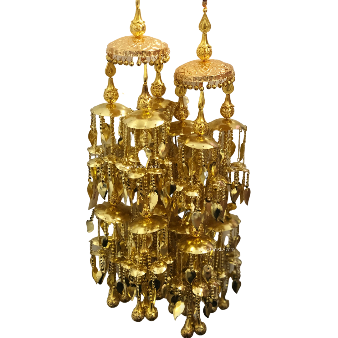 EXCLUSIVE PIPPAL PATTI TRADITIONAL BRIDAL KALIRE, GOLDEN FINISHED POLISH KALIRE