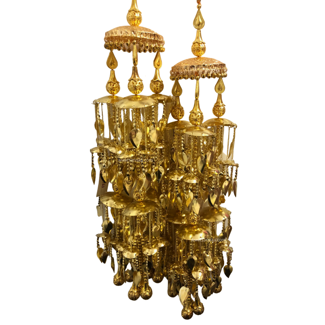 EXCLUSIVE PIPPAL PATTI TRADITIONAL BRIDAL KALIRE, GOLDEN FINISHED POLISH KALIRE
