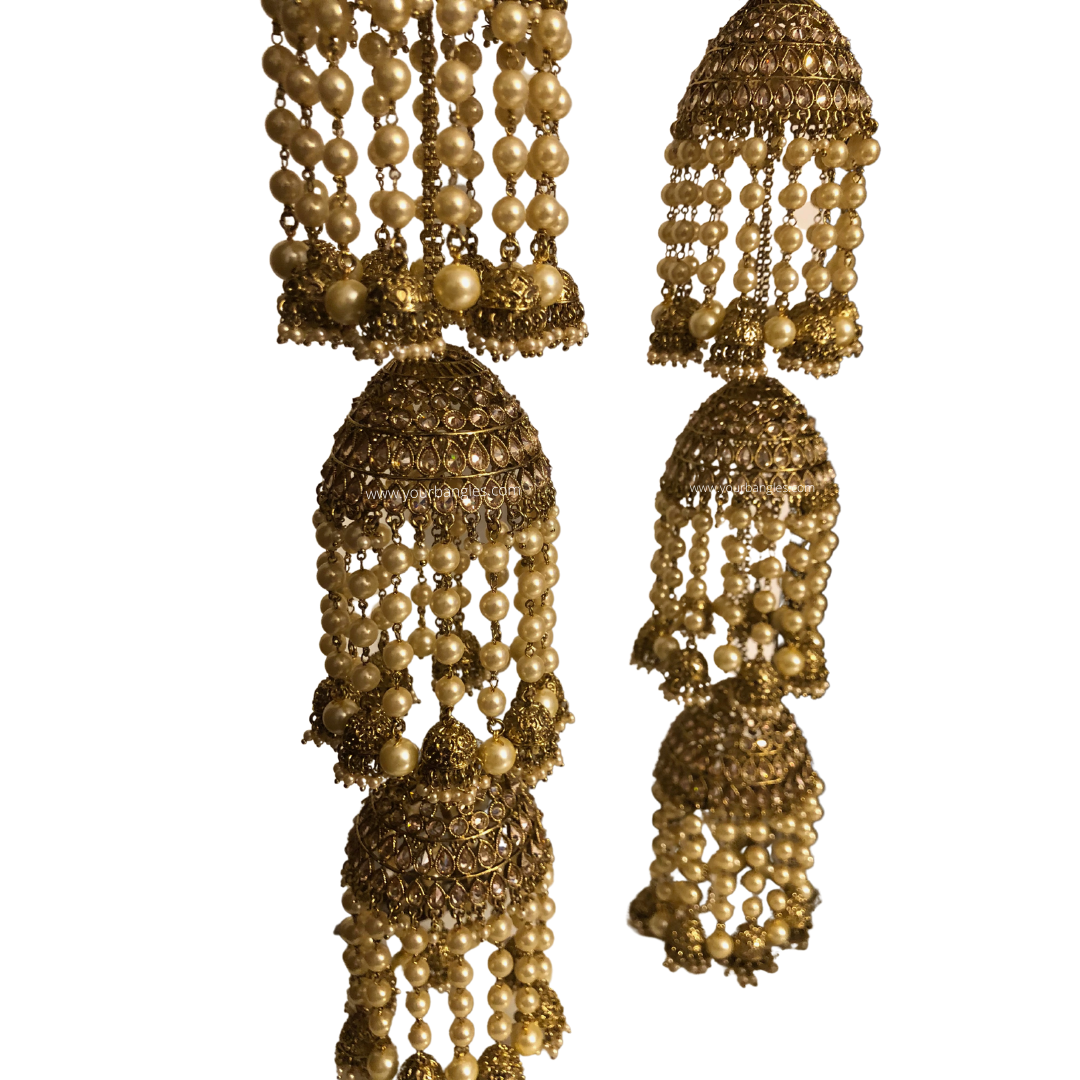 MAHIMA Golden 3 Tier Jhoomer Kaleere