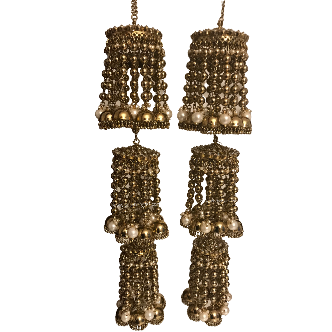 MEHAR Golden 3 Tier Jhoomer Kaleere