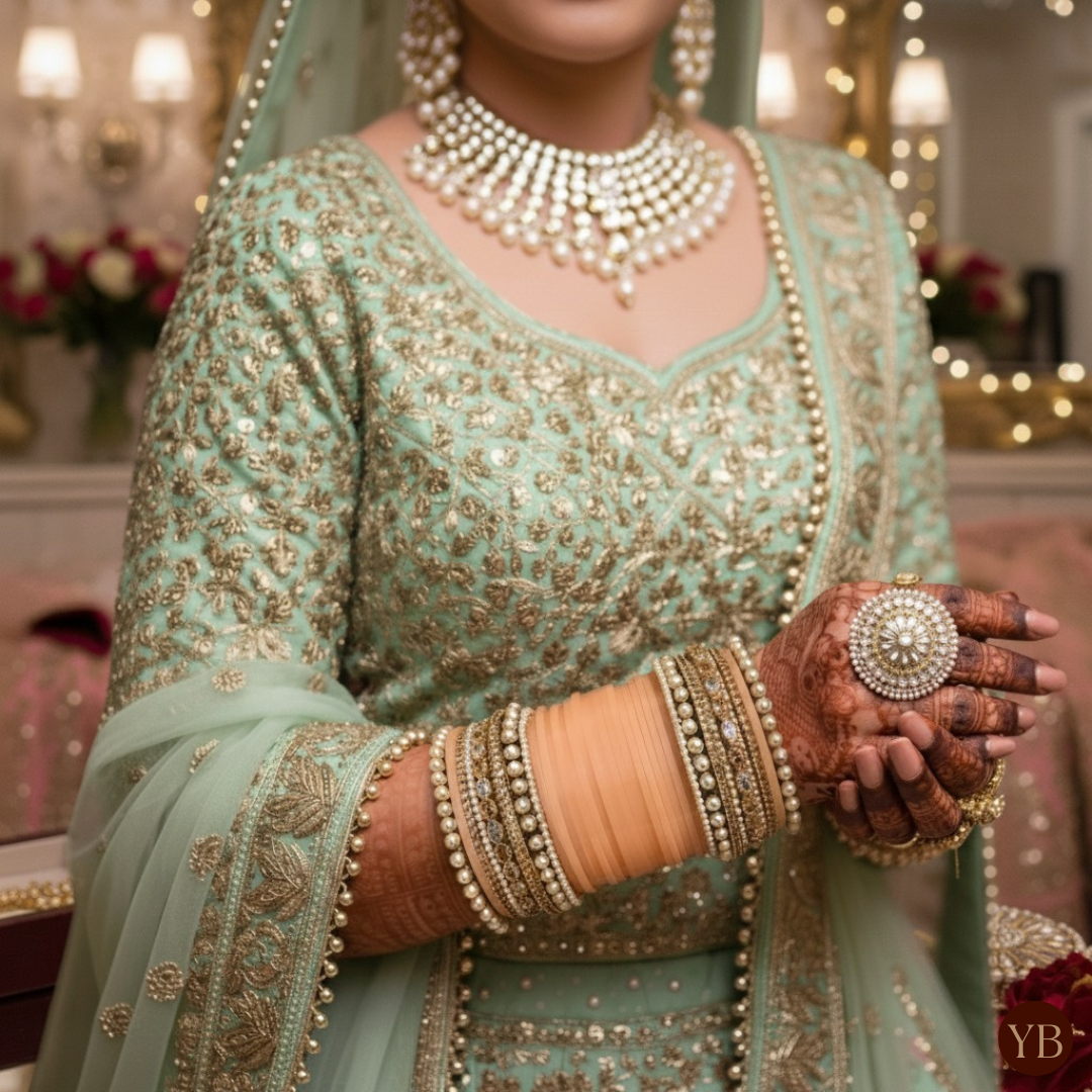 Maharani Collection: Timeless Bridal Choora - Blushing Petal Pearl