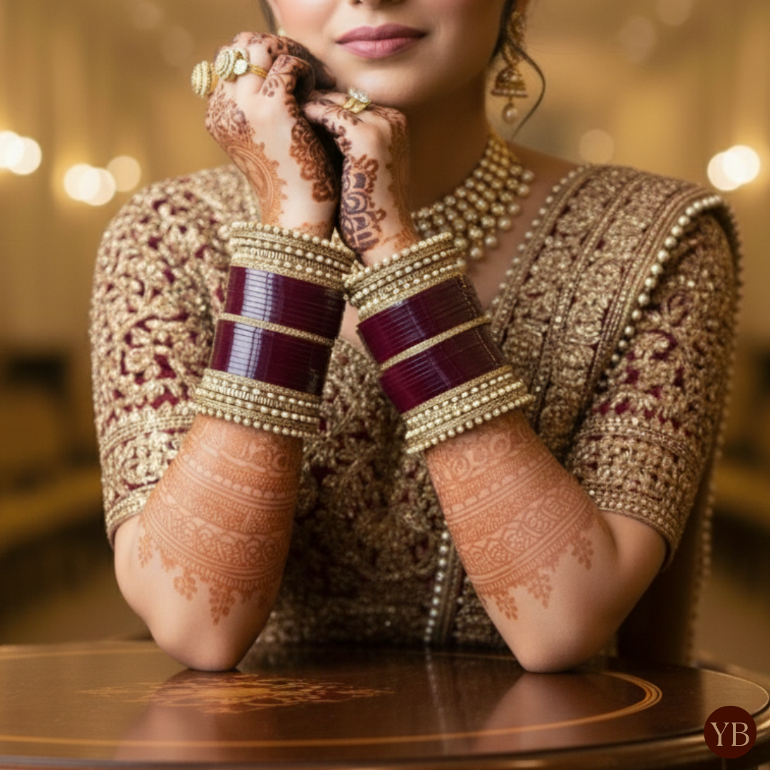Regal Collection: Heritage Bridal Choora - Pearl Garnet