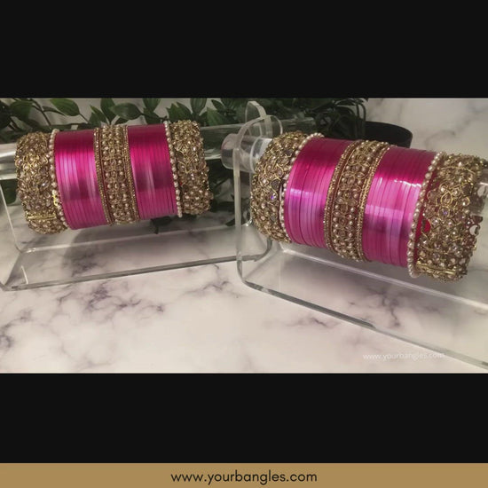 Pink Ombre Bridal Choora / Bangles Set 95