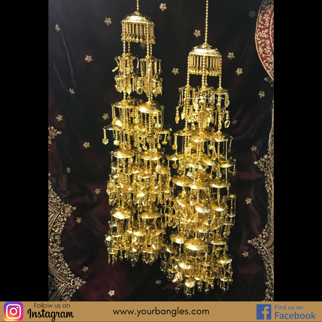 EXCLUSIVE PIPPAL PATTI TRADITIONAL BRIDAL KALIRE, GOLDEN FINISHED POLISH KALIRE