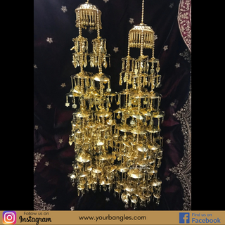 EXCLUSIVE PIPPAL PATTI TRADITIONAL BRIDAL KALIRE, GOLDEN FINISHED POLISH KALIRE