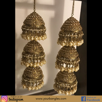 KARISHMA Golden 3 Tier Jhoomer Kaleere