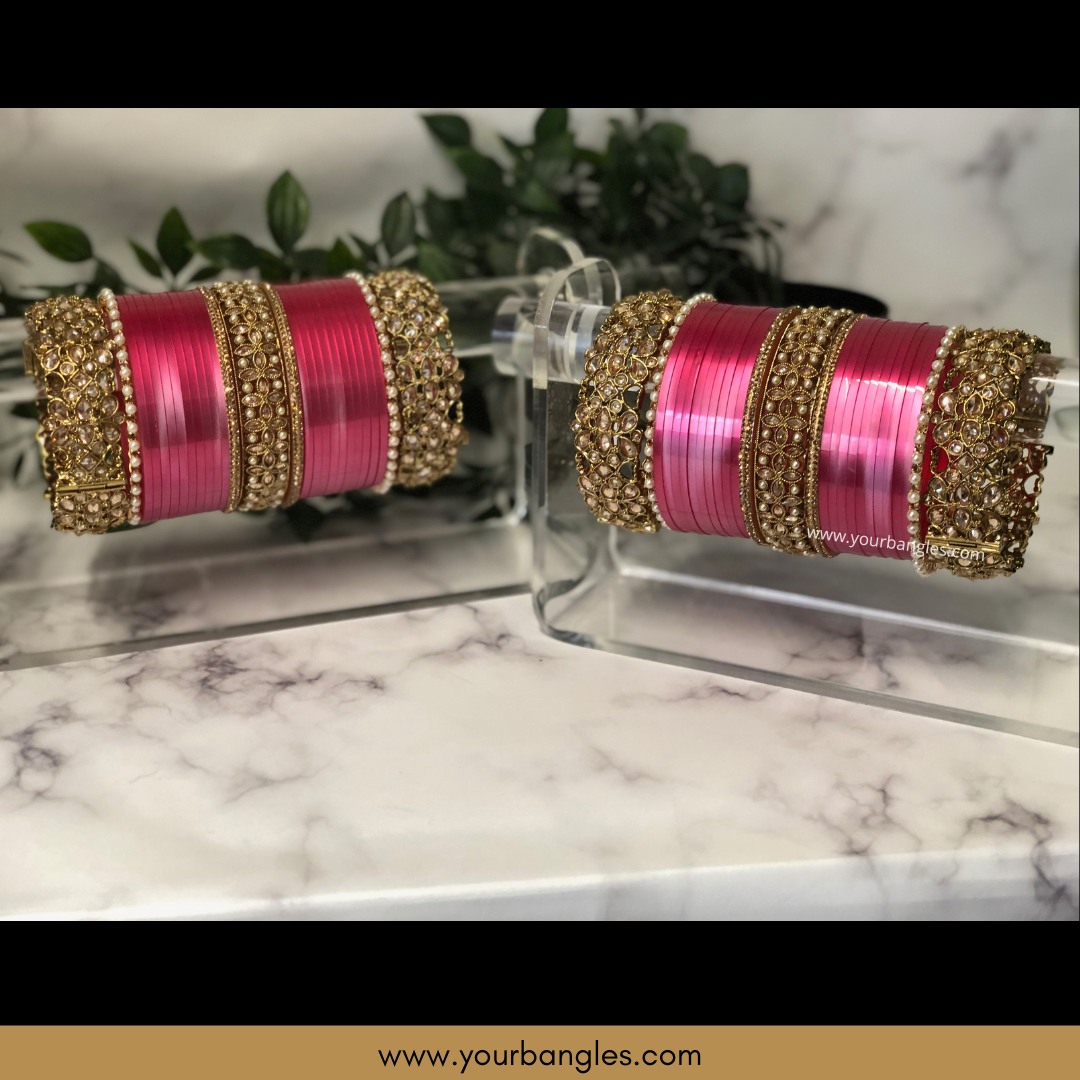 Maharani Collection: Timeless Bridal Choora - Fuchsia Radiance