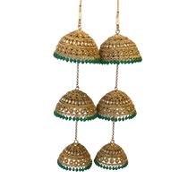 MEHREEN 3 Tier Emerald Jhoomer Kaleere