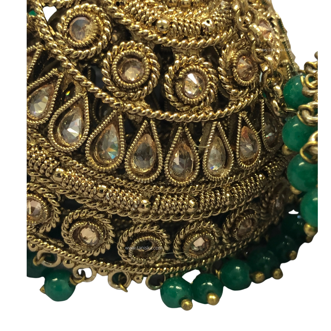 MEHREEN 3 Tier Emerald Jhoomer Kaleere