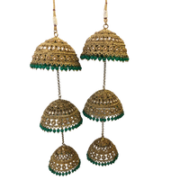 MEHREEN 3 Tier Emerald Jhoomer Kaleere
