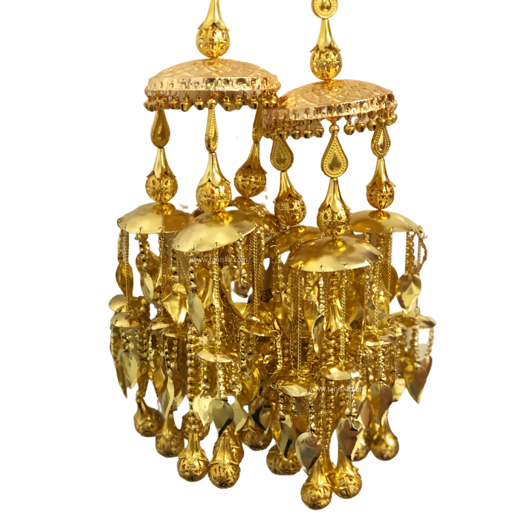 EXCLUSIVE PIPPAL PATTI TRADITIONAL BRIDAL KALIRE, GOLDEN FINISHED POLISH KALIRE