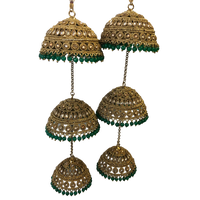 MEHREEN 3 Tier Emerald Jhoomer Kaleere