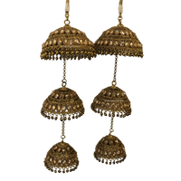 MEHREEN 3 Tier Golden Jhoomer Kaleere