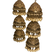 KARISHMA Golden 3 Tier Jhoomer Kaleere