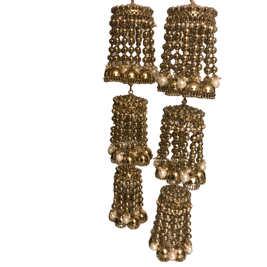 MEHAR Golden 3 Tier Jhoomer Kaleere