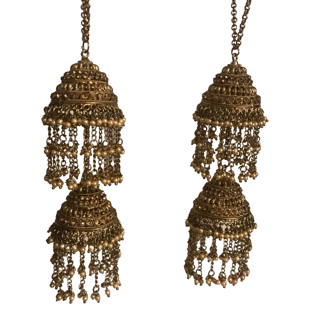 JASSI Mini Golden Jhoomer Kaleere - 2 Tier