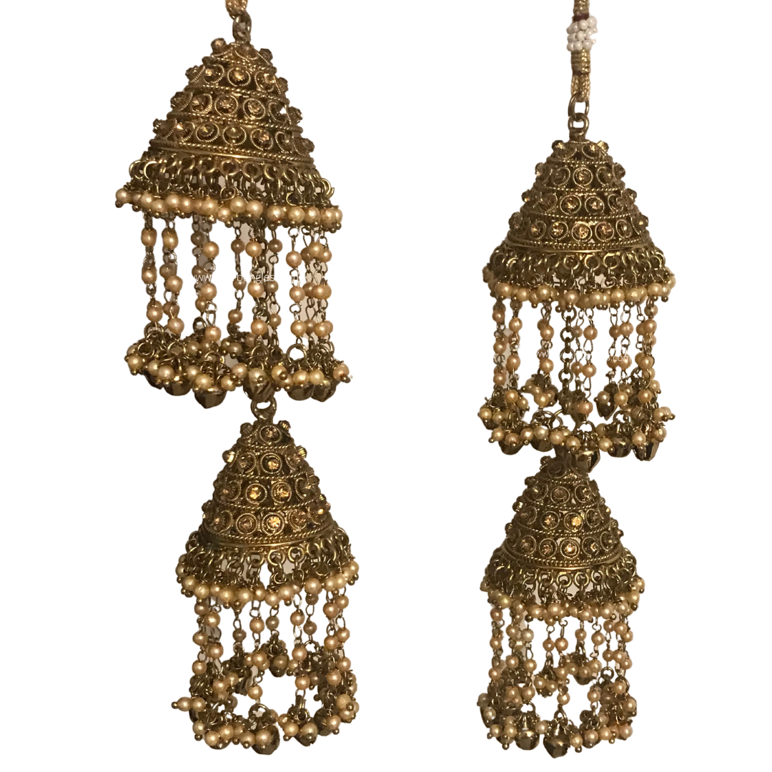 JASSI Mini Golden Jhoomer Kaleere - 2 Tier