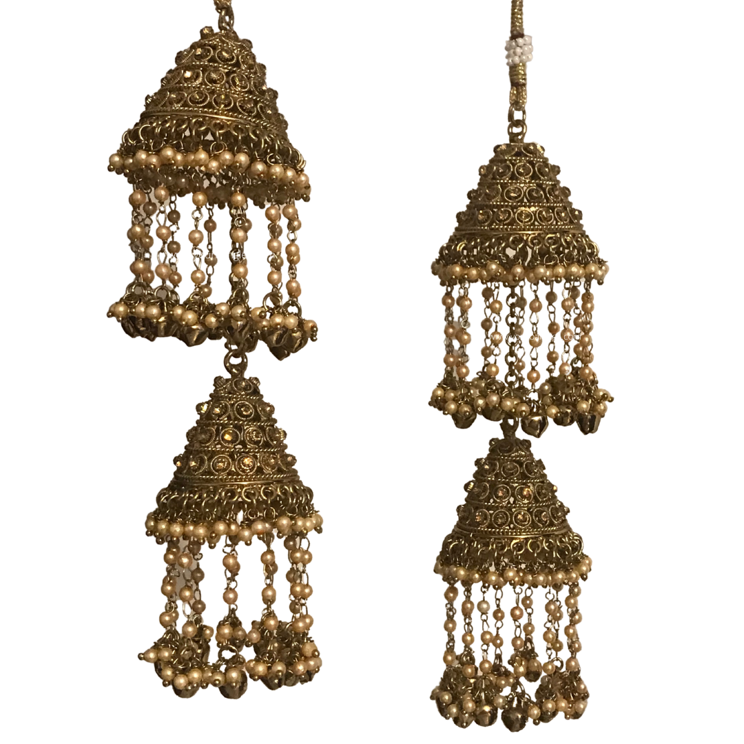 JASSI Mini Golden Jhoomer Kaleere - 2 Tier