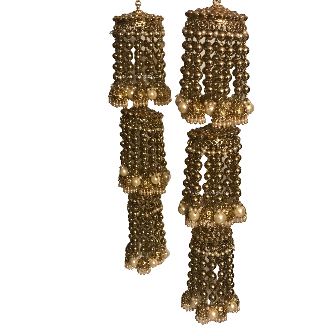 MEHAR Golden 3 Tier Jhoomer Kaleere